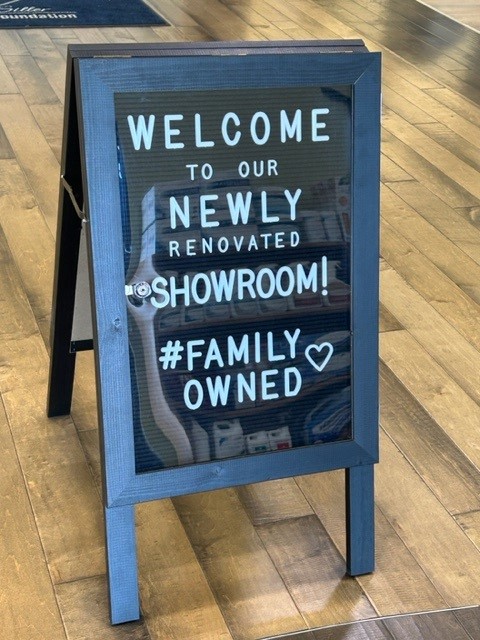Showroom welcome sign
